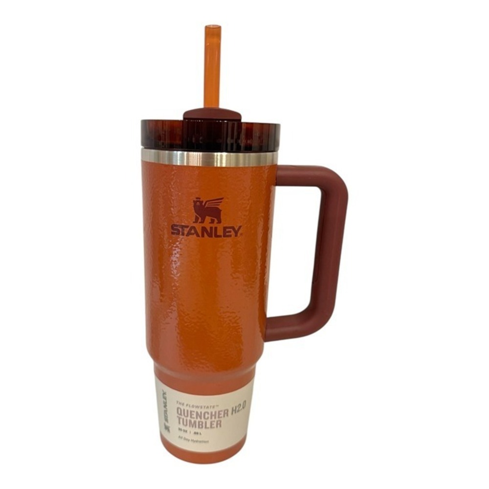 Stanley 30oz Quencher Tumbler Hammertone Clay Orange Red Handle Lid NEW In-Hand
